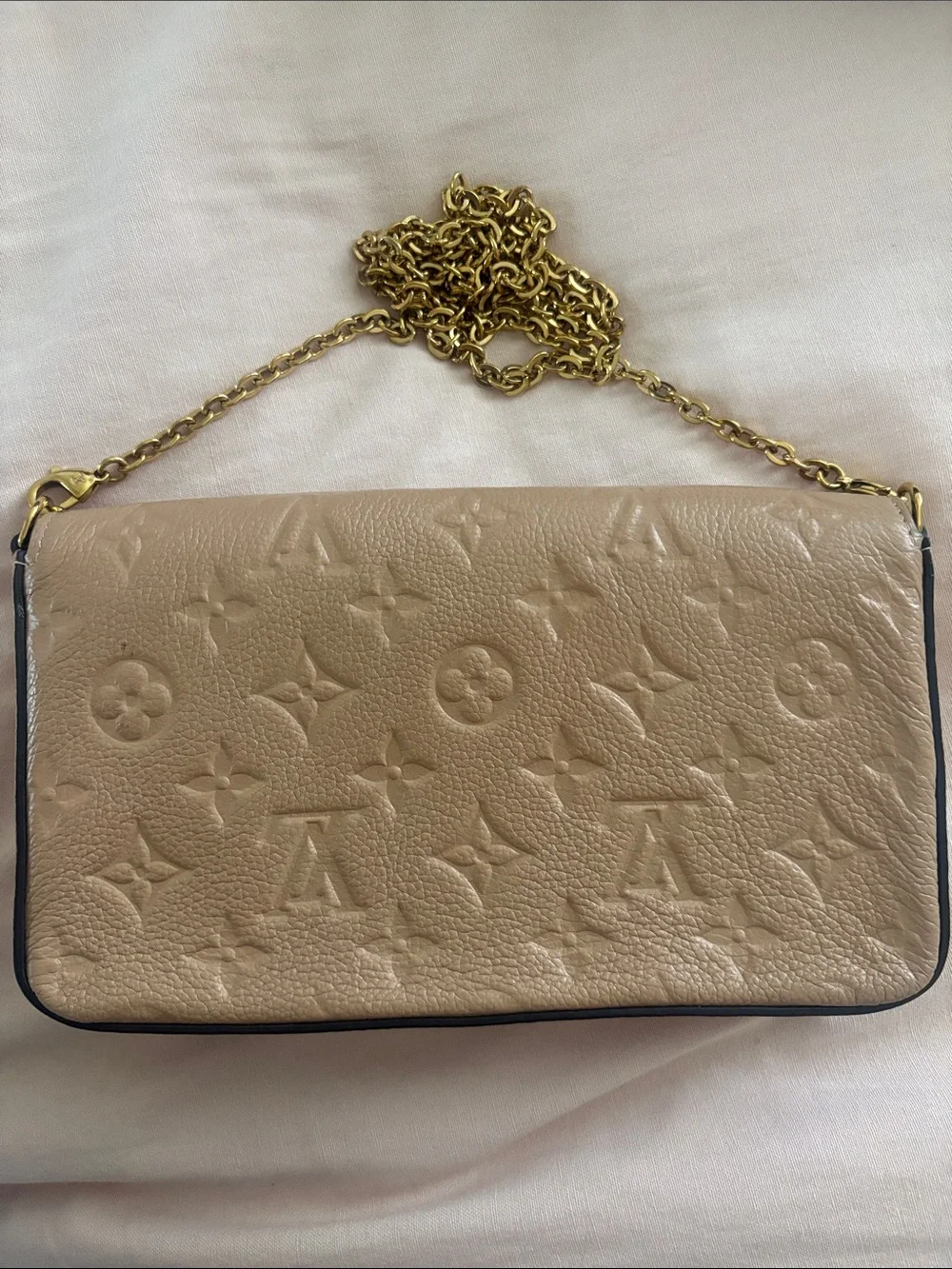 Louis Vuitton Taupe Monogram Envelope Chain Clutch - Picture 2 of 9